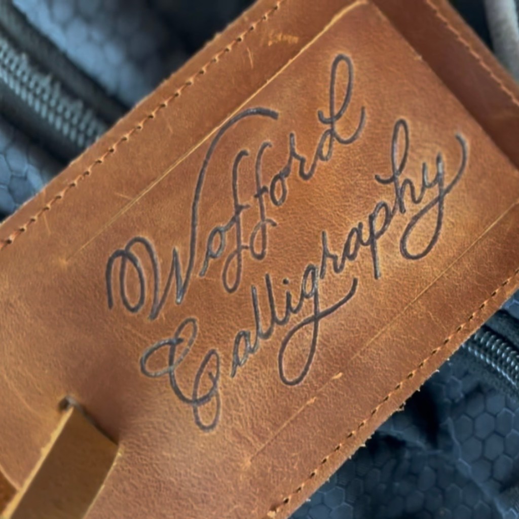 custom leather NFC business card holder with leather burned business name branding