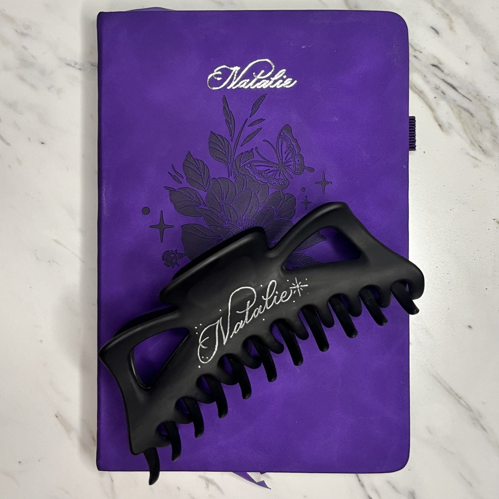 Handmade personalized thank-you card with a recipient’s name and Thank You written in flourishing dip pen calligraphy.